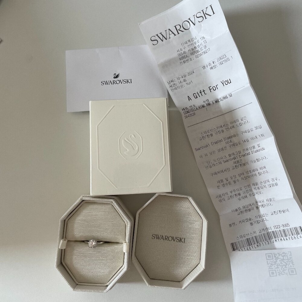 Swarovski Silver-Tone Constella Crystal Cocktail Ring Size 52